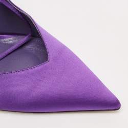 Pre Owned The Attico Purple Satin Venus Ankle Wrap Pumps Size 41