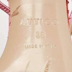 The Attico Multicolor Snakeskin Embossed Leather Ankle Strap Sandals Size 36