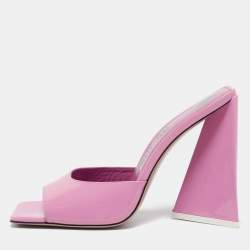 The Attico Pink Patent Leather Devon Slide Sandals Size 39