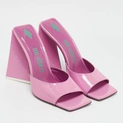 The Attico Pink Patent Leather Devon Slide Sandals Size 39