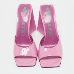 The Attico Pink Patent Leather Devon Slide Sandals Size 39