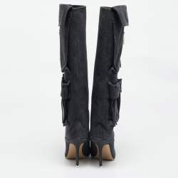The Attico Grey Denim Sienna Knee Length Boots Size 36.5