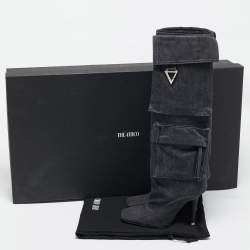 The Attico Grey Denim Sienna Knee Length Boots Size 36.5