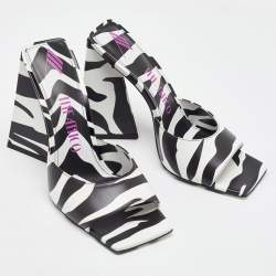 The Attico Black/White Zebra Print Leather Devon Open Toe Sandals Size 39