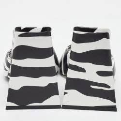 The Attico Black/White Zebra Print Leather Devon Open Toe Sandals Size 39