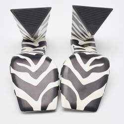 The Attico Black/White Zebra Print Leather Devon Open Toe Sandals Size 39