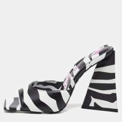 The Attico Black/White Zebra Print Leather Devon Open Toe Sandals Size 38