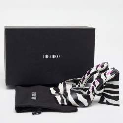 The Attico Black/White Zebra Print Leather Devon Open Toe Sandals Size 38