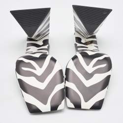 The Attico Black/White Zebra Print Leather Devon Open Toe Sandals Size 38