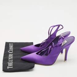 The Attico Purple Satin Venus Pointed Toe Ankle Wrap Pumps Size 38.5