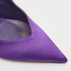The Attico Purple Satin Venus Pointed Toe Ankle Wrap Pumps Size 38.5