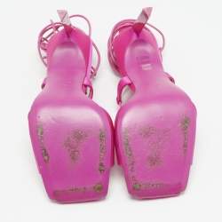The Attico Pink Satin Ankle Wrap Sandals Size 39