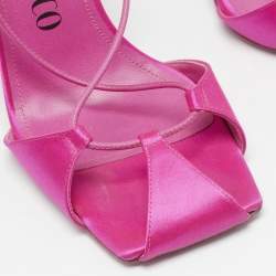 The Attico Pink Satin Ankle Wrap Sandals Size 39