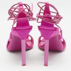 The Attico Pink Satin Ankle Wrap Sandals Size 39
