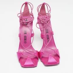 The Attico Pink Satin Ankle Wrap Sandals Size 39