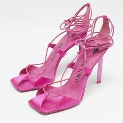 The Attico Pink Satin Ankle Wrap Sandals Size 39
