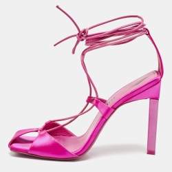 The Attico Pink Satin Ankle Wrap Sandals Size 39