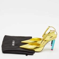 The Attico Gold Leather Perine Ankle Strap Pumps Size 37