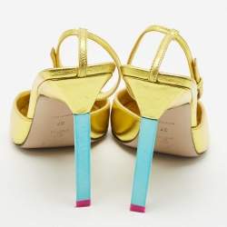 The Attico Gold Leather Perine Ankle Strap Pumps Size 37