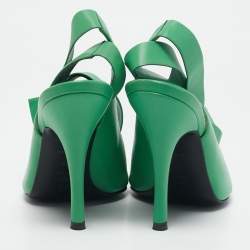 The Attico Green Leather Venus Ankle Wrap Pointed Toe Pumps Size 37