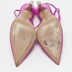 The Attico Fuchsia Satin Venus Pointed Toe Ankle Wrap Pumps Size 38.5