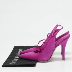 The Attico Fuchsia Satin Venus Pointed Toe Ankle Wrap Pumps Size 38.5