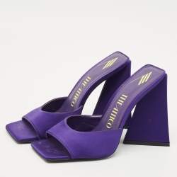The Attico Purple Satin Devon Block Heel Slide Sandals Size 37