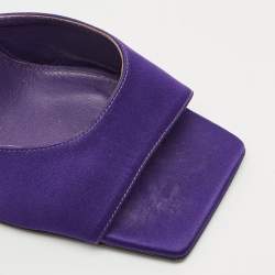 The Attico Purple Satin Devon Block Heel Slide Sandals Size 37