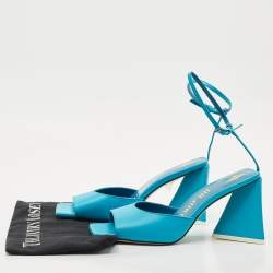 The Attico Blue Leather Piper Ankle Strap Sandals Size 38