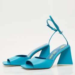 The Attico Blue Leather Piper Ankle Strap Sandals Size 38