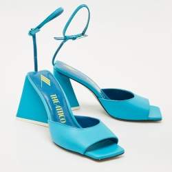 The Attico Blue Leather Piper Ankle Strap Sandals Size 38