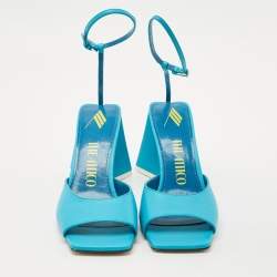 The Attico Blue Leather Piper Ankle Strap Sandals Size 38