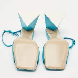The Attico Blue Leather Piper Ankle Strap Sandals Size 38
