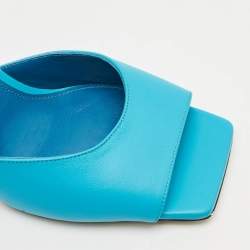 The Attico Blue Leather Piper Ankle Strap Sandals Size 38