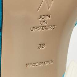 The Attico Blue Leather Piper Ankle Strap Sandals Size 38