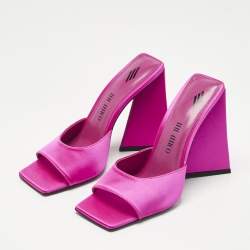 Pre Owned The Attico Pink Satin Devon Slide Sandals Size 39