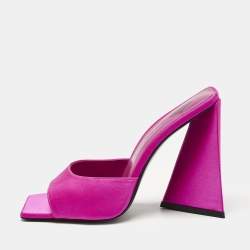 Pre Owned The Attico Pink Satin Devon Slide Sandals Size 39
