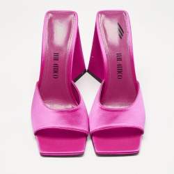 Pre Owned The Attico Pink Satin Devon Slide Sandals Size 39