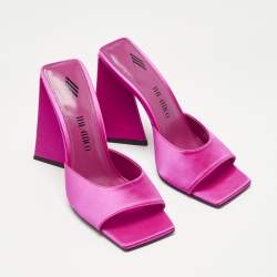 Pre Owned The Attico Pink Satin Devon Slide Sandals Size 39