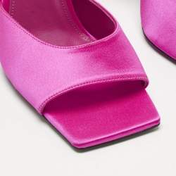 Pre Owned The Attico Pink Satin Devon Slide Sandals Size 39