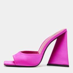 Pre Owned The Attico Fuchsia Satin Devon Slide Sandals Size 37