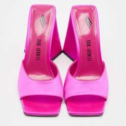 Pre Owned The Attico Fuchsia Satin Devon Slide Sandals Size 37