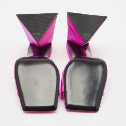 Pre Owned The Attico Fuchsia Satin Devon Slide Sandals Size 37