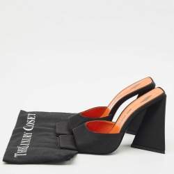 Pre Owned The Attico Black Satin Devon Block Heel Slide Sandals Size 39