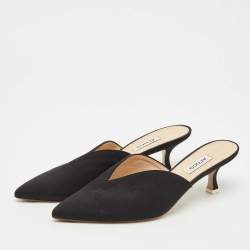 Pre Owned The Attico Black Canvas Venus Pointed Toe Mules Size 40