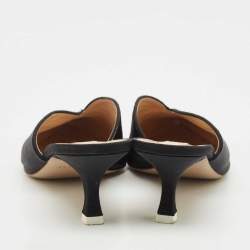 Pre Owned The Attico Black Canvas Venus Pointed Toe Mules Size 40