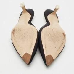 Pre Owned The Attico Black Canvas Venus Pointed Toe Mules Size 40