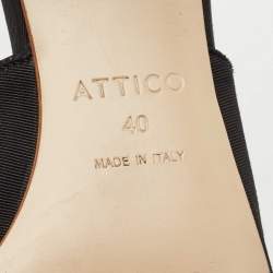 Pre Owned The Attico Black Canvas Venus Pointed Toe Mules Size 40