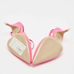 Pre Owned The Attico Pink Satin Venus Pointed Toe Ankle Tie Pumps Size 38