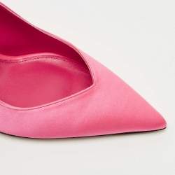 Pre Owned The Attico Pink Satin Venus Pointed Toe Ankle Tie Pumps Size 38